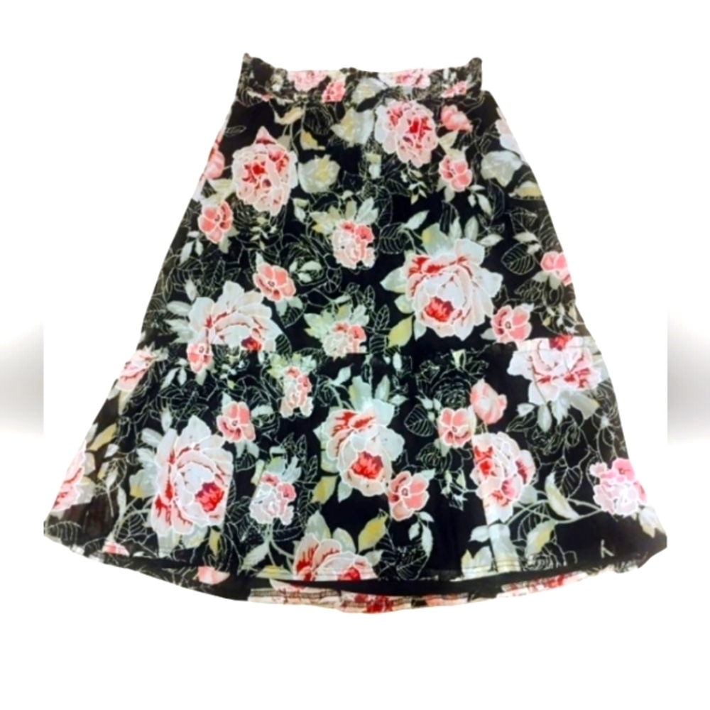 EMBER Size L Womens Multicolor Floral Elastic Waist Lined Skirt Size XL NWT